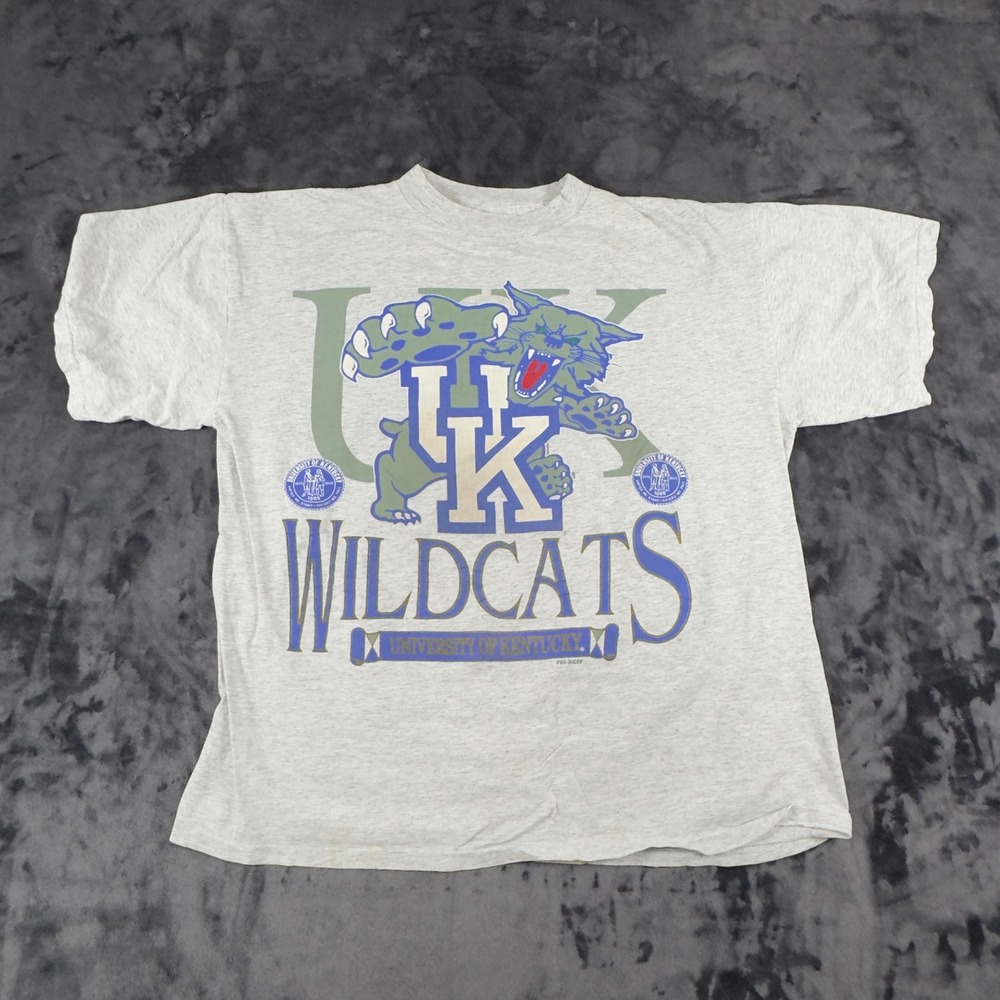 Vintage UK Wildcats T-Shirt Mens XL Gray University of Kentucky Graphic Tee